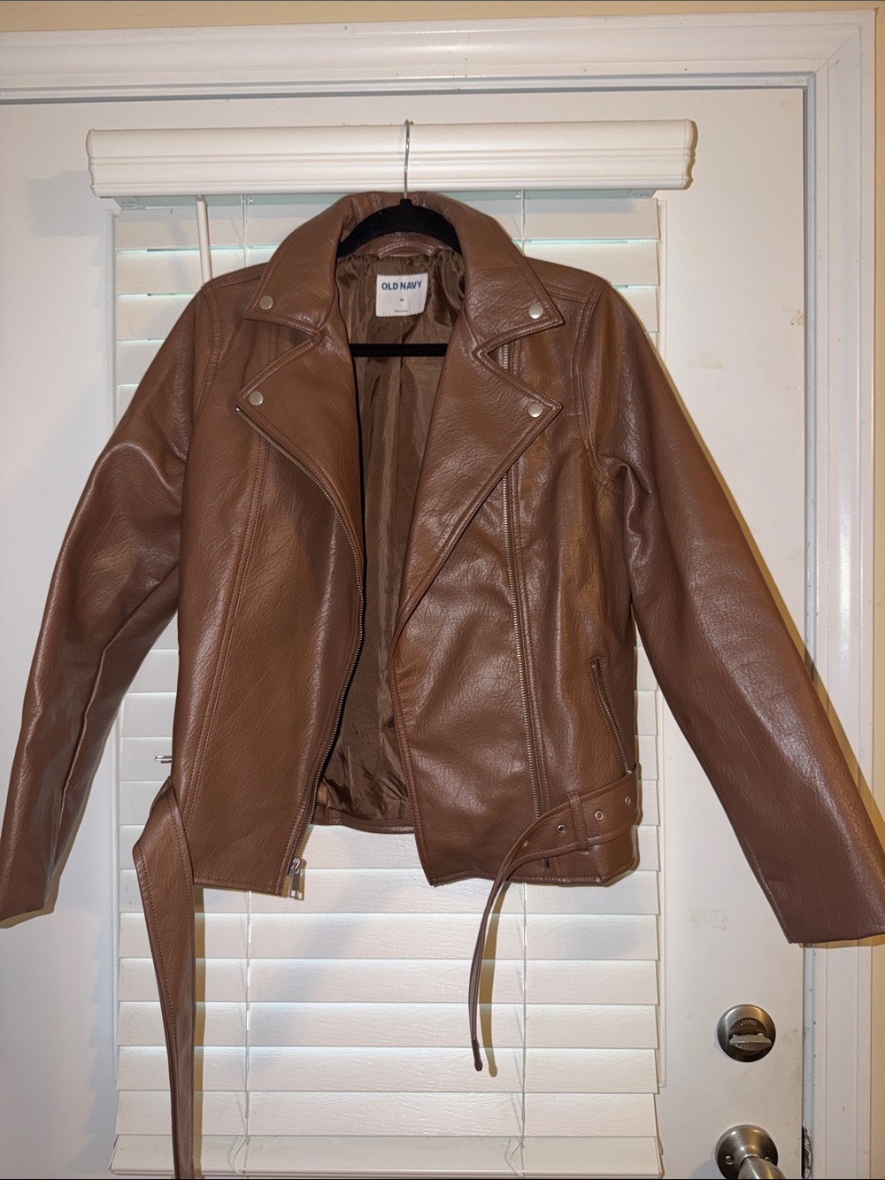 Old Navy Women's Tan Faux Leather Moto Jacket